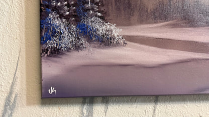 Painting #2285 - 20x24" Canvas - Sunset Winter Landscape painted 2-13-26