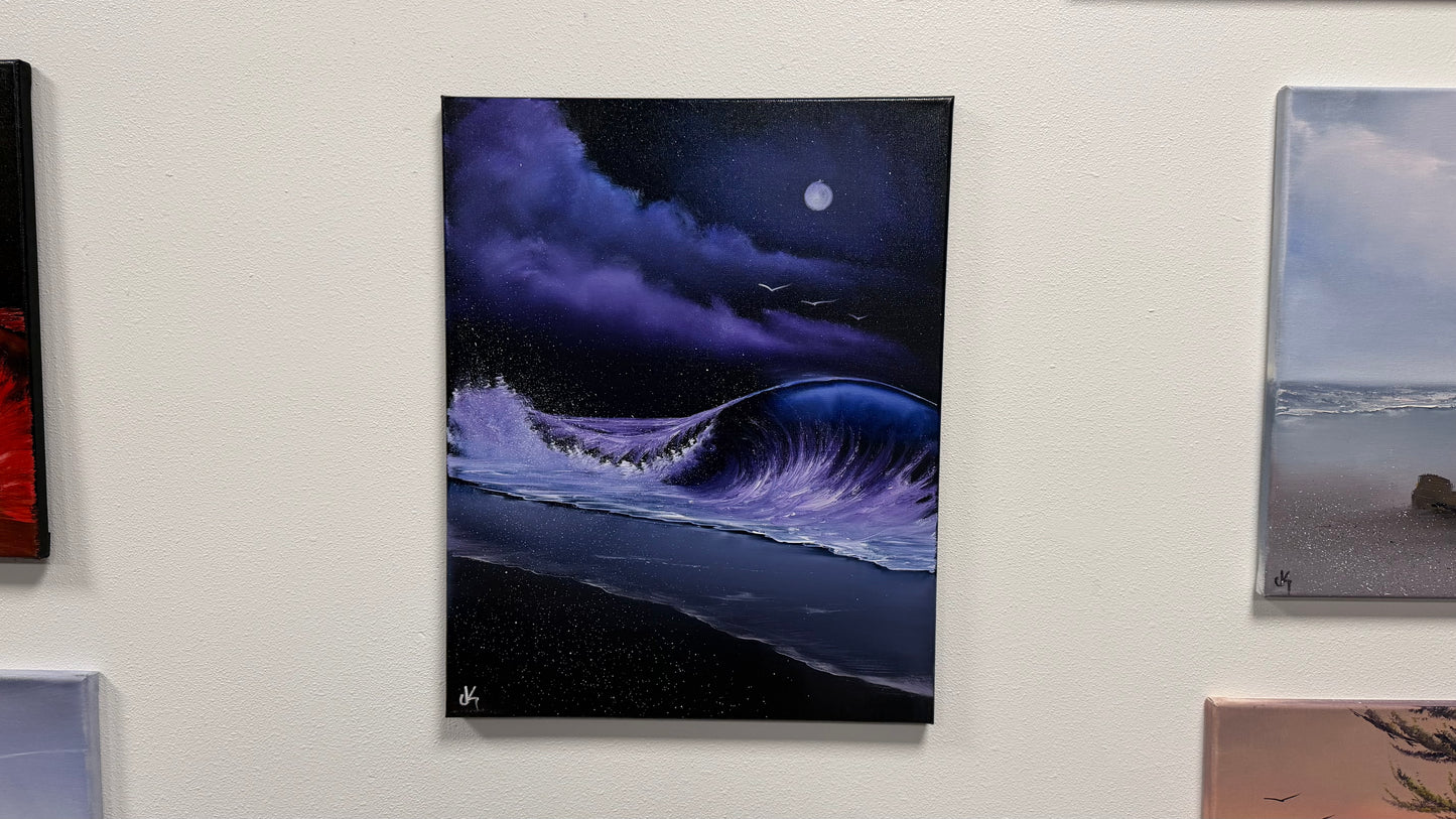Painting #2518 - 16x20" Canvas - Crashing Wave Seascape painted 7-17-26
