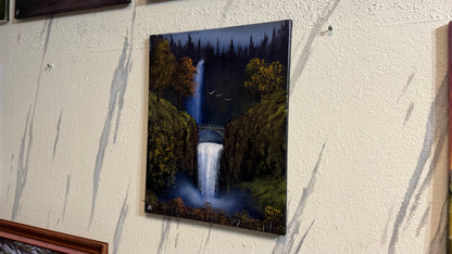 Painting #2320 - 16x20" Canvas - Multnomah Falls Waterfall painted 3-6-26