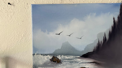Painting #2062 - 16x20" Canvas - In The Mist - Oregon Coast Seascape painted 9-18-25