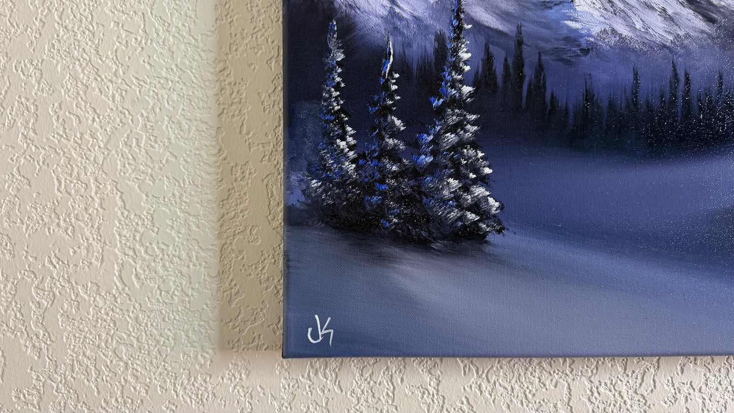 Painting #2498 - 16x20" Canvas - Night Mountain Landscape painted 6-30-26
