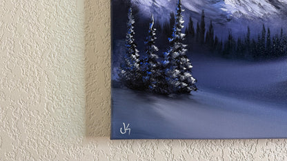 Painting #2498 - 16x20" Canvas - Night Mountain Landscape painted 6-30-26
