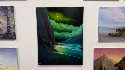 Painting #2569 - 22x28" Canvas - Night Seascape painted on 8-27-26
