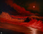 Painting #2510 - 16x20" Canvas - Red West Coast Crashing Wave Seascape painted 7-10-26