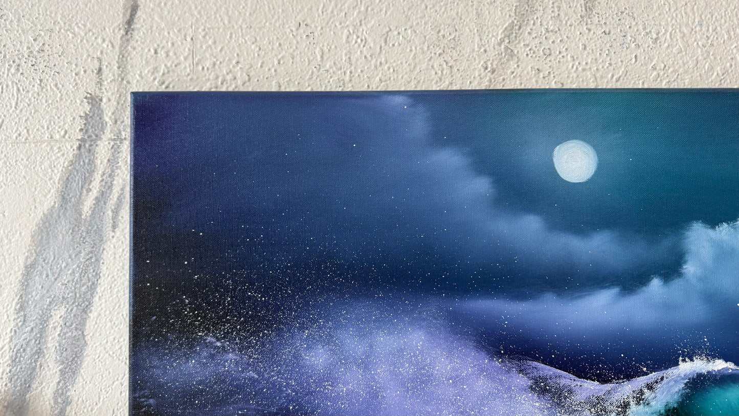 Painting #2119 - 18x24" Canvas - Crashing Wave Seascape painted 10-25-25