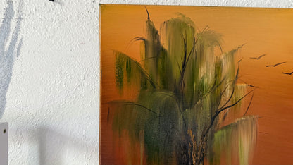 Painting #2061 - 16x20" Canvas - Willow Tree Landscape painted 9-18-25
