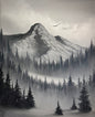 Painting #2236 - 16x20" Canvas - Black and White Mt Hood Landscape painted 1-15-26