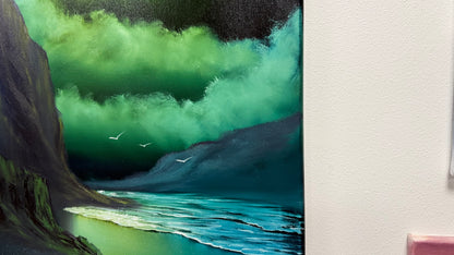Painting #2569 - 22x28" Canvas - Night Seascape painted on 8-27-26