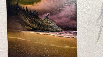 Painting #2413 - 16x20" Canvas - Golden Oregon Coast painted 4-26-26