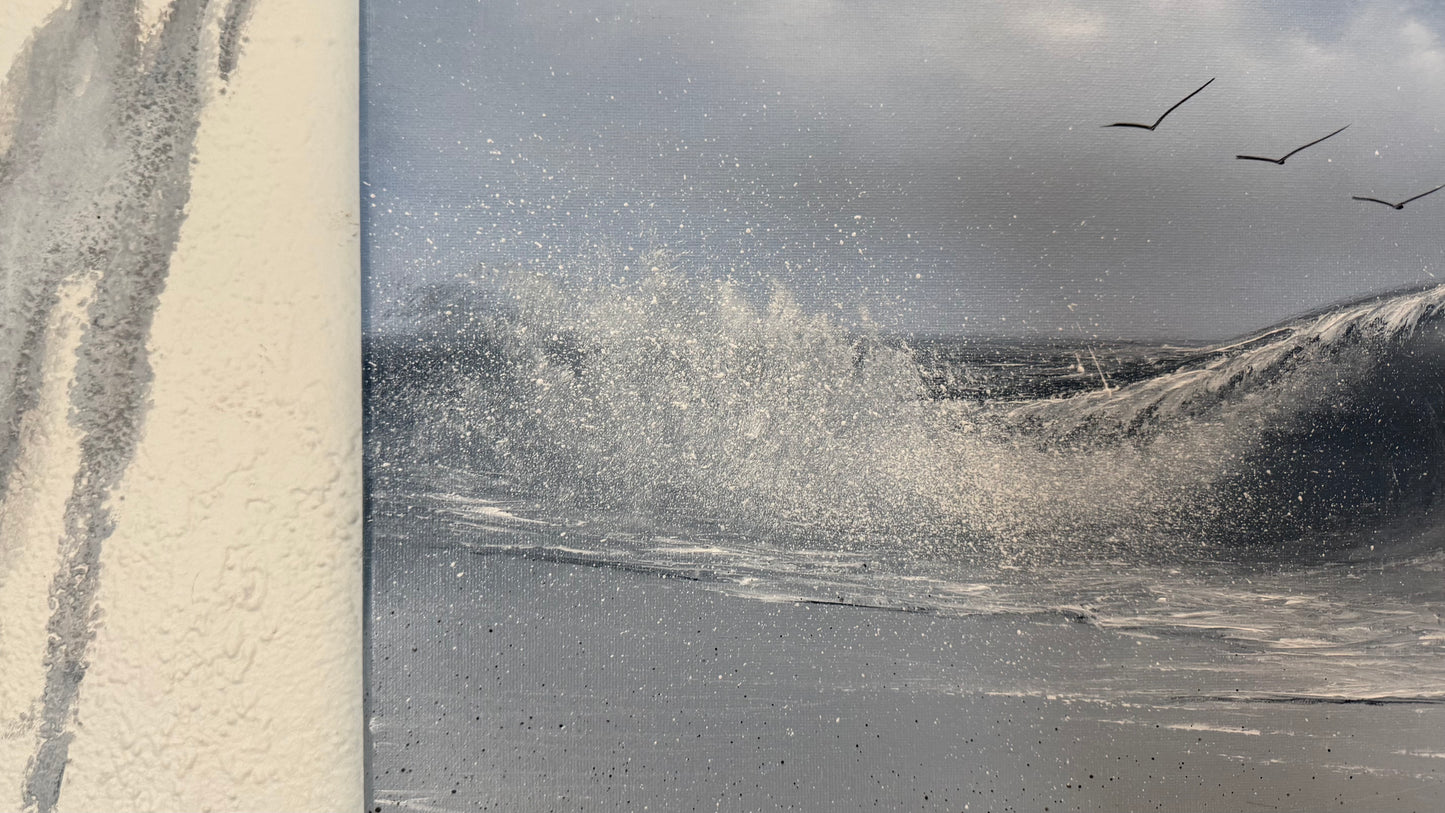 Painting #2365 - 16x20" Canvas - Crashing Wave Seascape painted 3-30-26