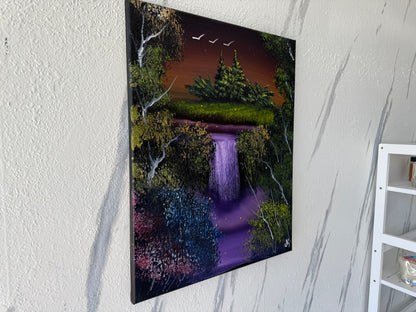 Painting #1870 - 16x20" Canvas - Waterfall Landscape painted 5-30-25