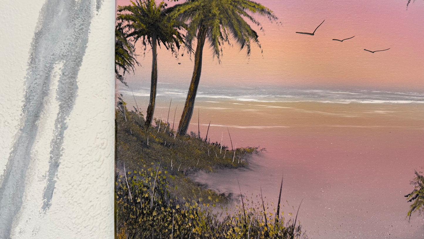 Painting #2241 - 16x20" Canvas - Sunset Seascape painted 1-17-26