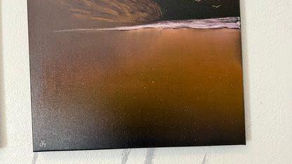 Painting #2379 - Golden Coast Northern Lights Seascape painted 4-7-26