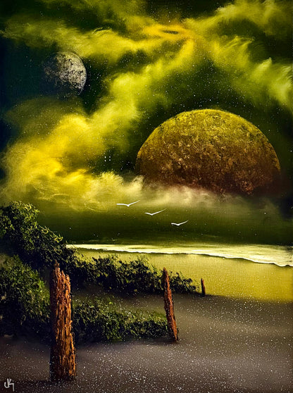 Painting #2487 - 18x24" Canvas - Galactic Seascape painted 6-14-26