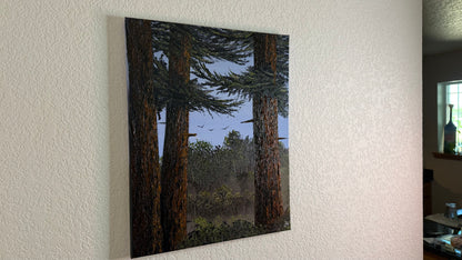 Painting #2509 - 16x20" Canvas - Ponderosa Pines painted 7-10-26