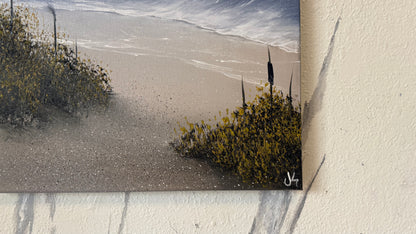 Painting #2152 - 16x20" Canvas - Cattails Seascape painted 11-18-25