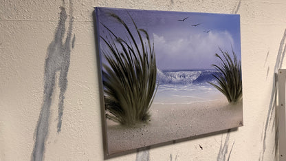 Painting #2156 - 16x20" Canvas - Cattails Seascape painted 11-21-25