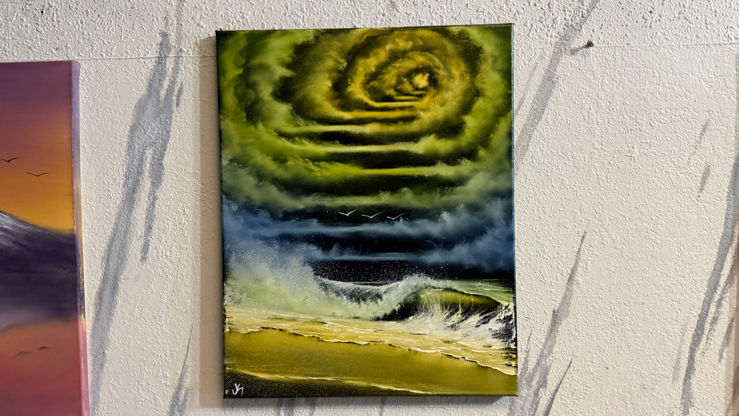 Painting #2296 - 16x20" Canvas - Stairway to Heaven Seascape painted 2-20-26