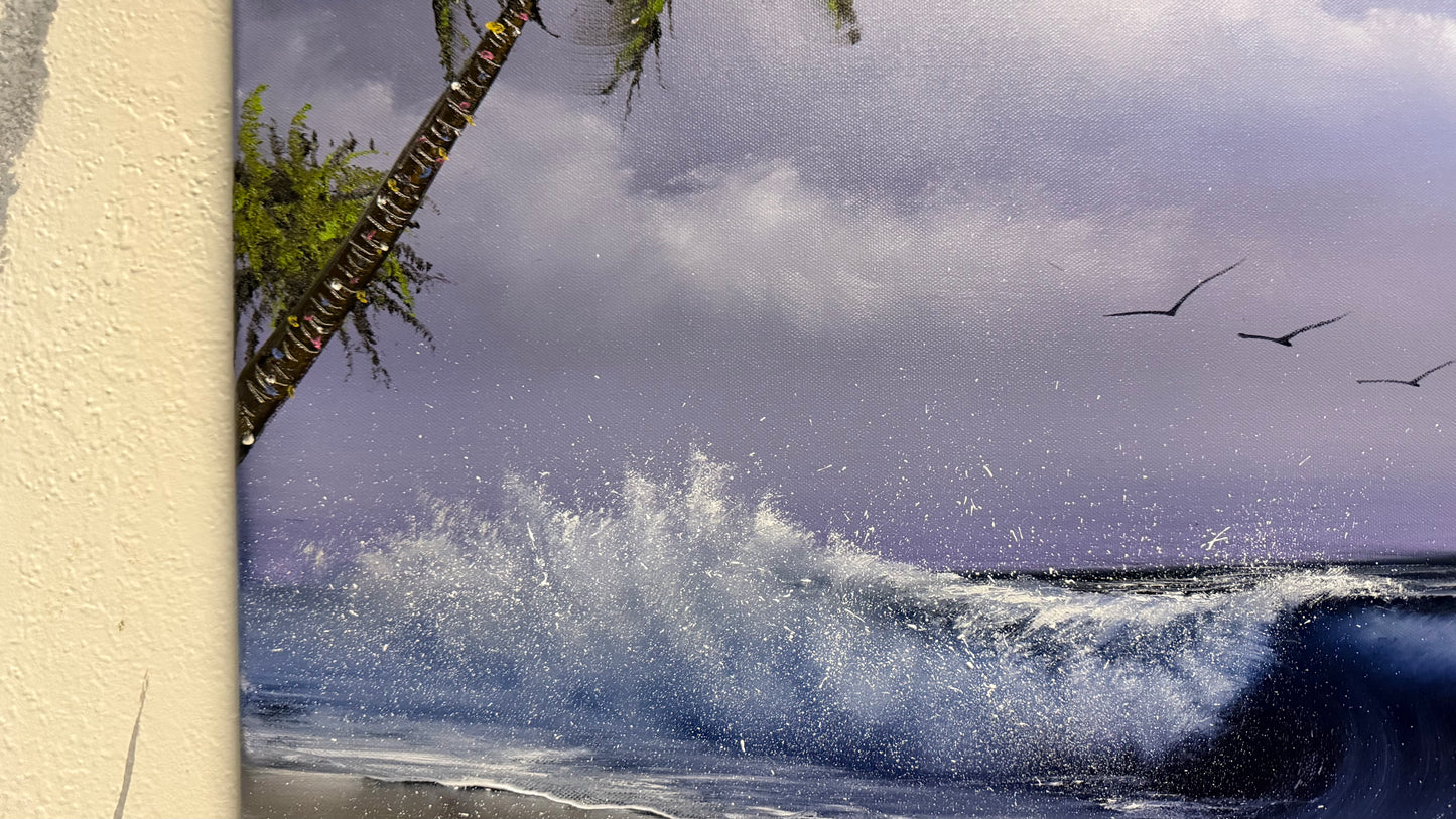 Painting #2177 - 22x28" Canvas - "WHISPERS OF THE TEMPEST SHORE" Seascape painted 12-8-25
