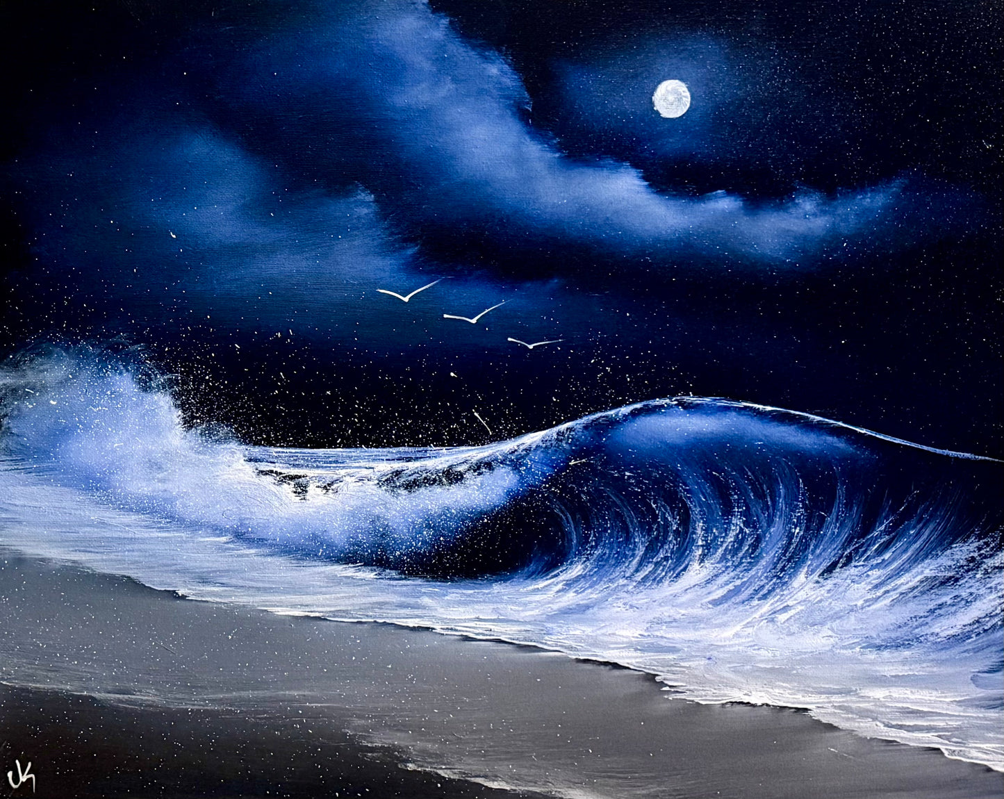 Painting #2398 - 16x20" Canvas - Crashing Wave Seascape painted 4-18-26