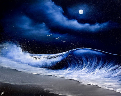 Painting #2398 - 16x20" Canvas - Crashing Wave Seascape painted 4-18-26