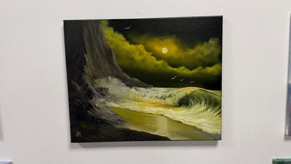 Painting #2575 - 16x20" Canvas - Crashing Waves Seascape painted 8-30-26