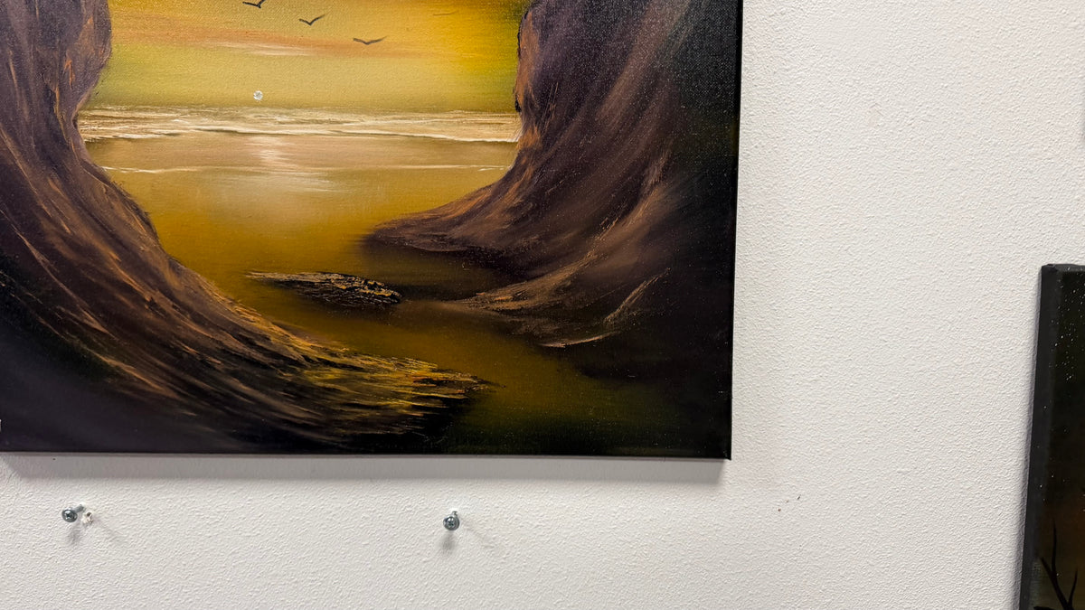 Painting #2648 - 20x24" Canvas - Cave Seascape painted 10-15-26
