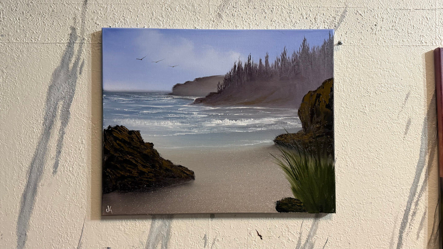 Painting #2314 - 16x20" Canvas - Day Seascape painted 3-1-26
