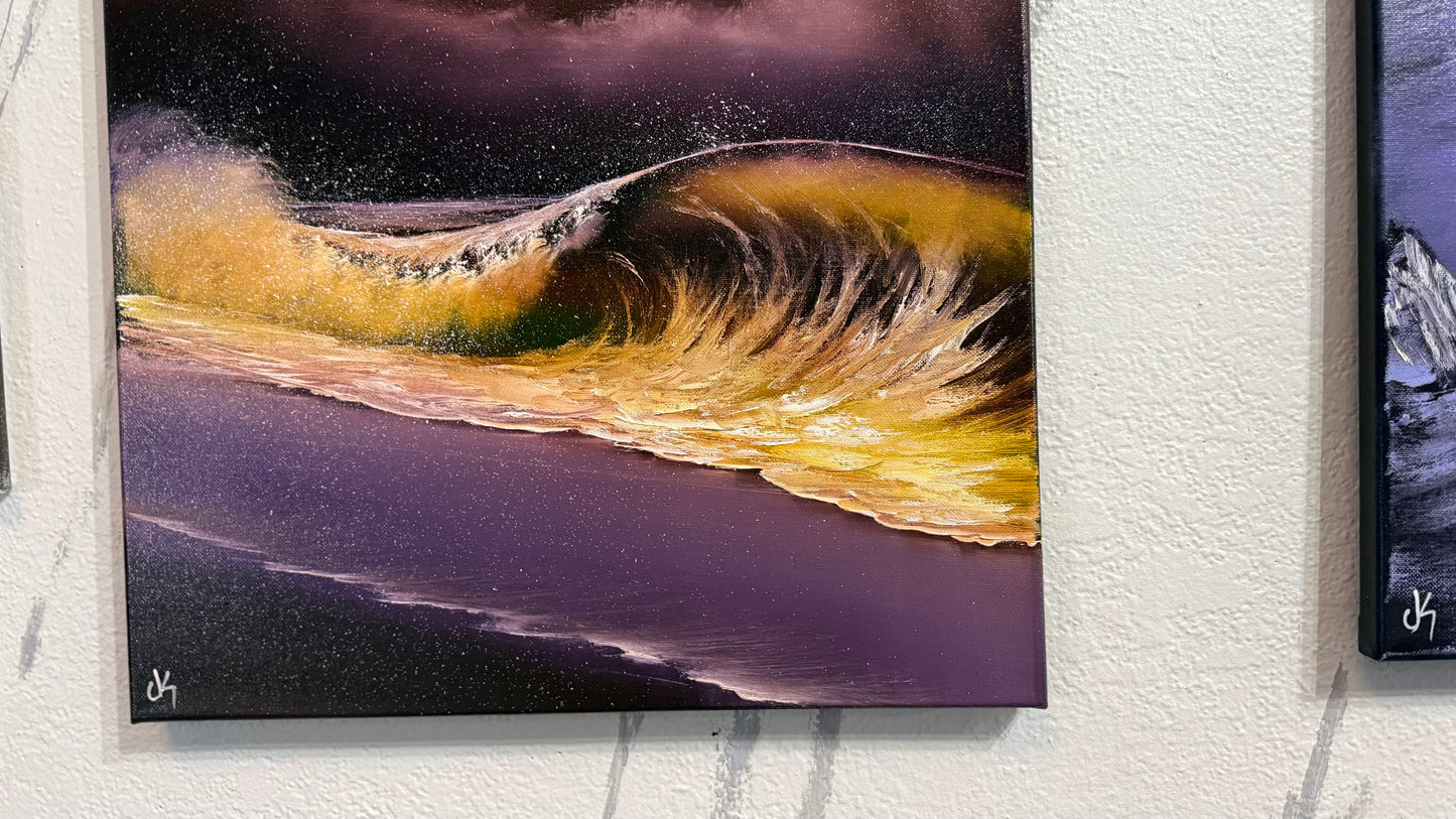 Painting #2445 - 16x20" Canvas - Golden Seascape painted 5-18-26