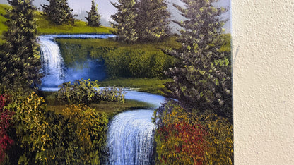 Painting #2282 - 18x24" Canvas - Spring Forest Waterfall painted 2-9-26
