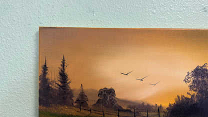 Painting #2076 - 16x20" Canvas - Midwest Sunset Farm painted 9-27-25