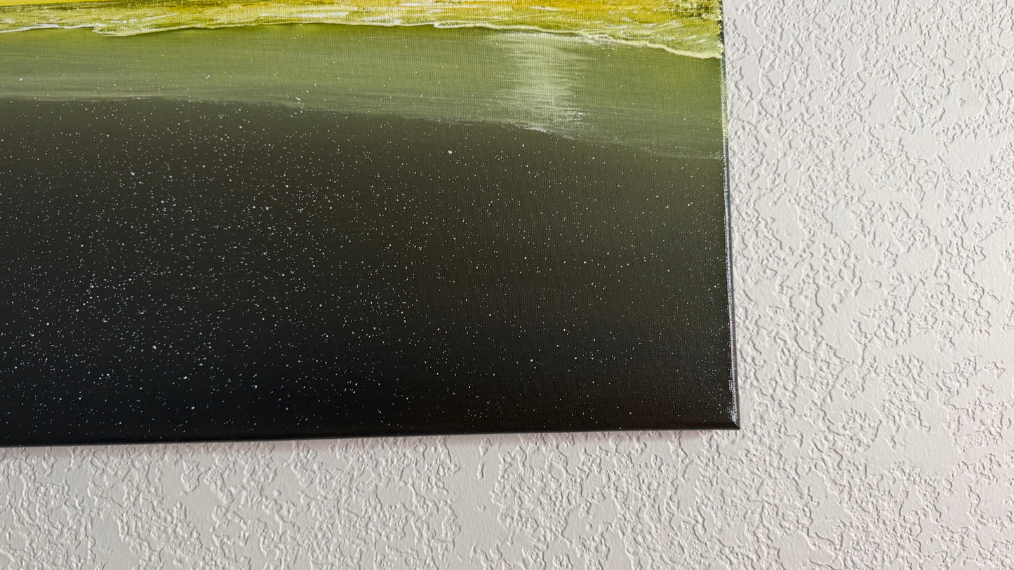 Painting #2507 - 16x20" Canvas - Sunset Seascape painted 7-9-26
