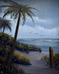 Painting #2564 - 16x20" Canvas - Tropical Palm Tree Seascape painted 8-22-26
