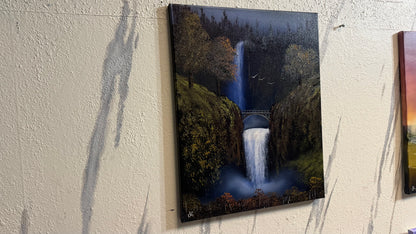 Painting #2320 - 16x20" Canvas - Multnomah Falls Waterfall painted 3-6-26