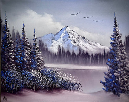 Painting #2272 - 16x20" Canvas - Winter Landscape painted 2-5-26