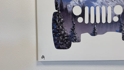Painting #2544 - 16x20" Canvas - Jeep - Sunset Mountain Landscape painted 8-8-26