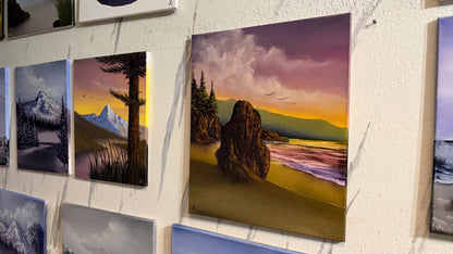 Painting #2478 - 20x24" Canvas - Sunset Oregon Coast Seascape painted 6-5-26