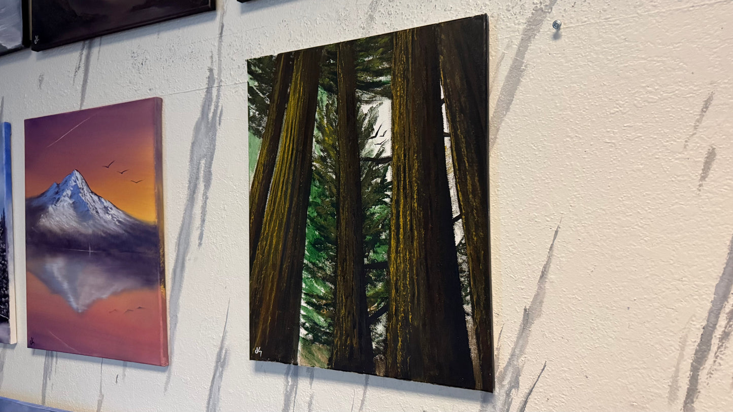 Painting #2301 - 16x20" Canvas - Acrylic Forest painted 2-23-26