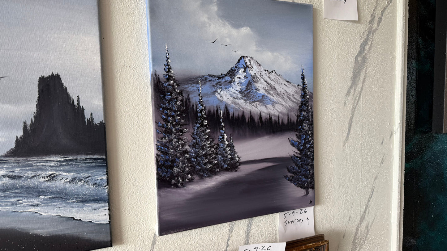 Painting #2409 - 16x20" Canvas - Road To Mt Hood Landscape painted 4-24-26