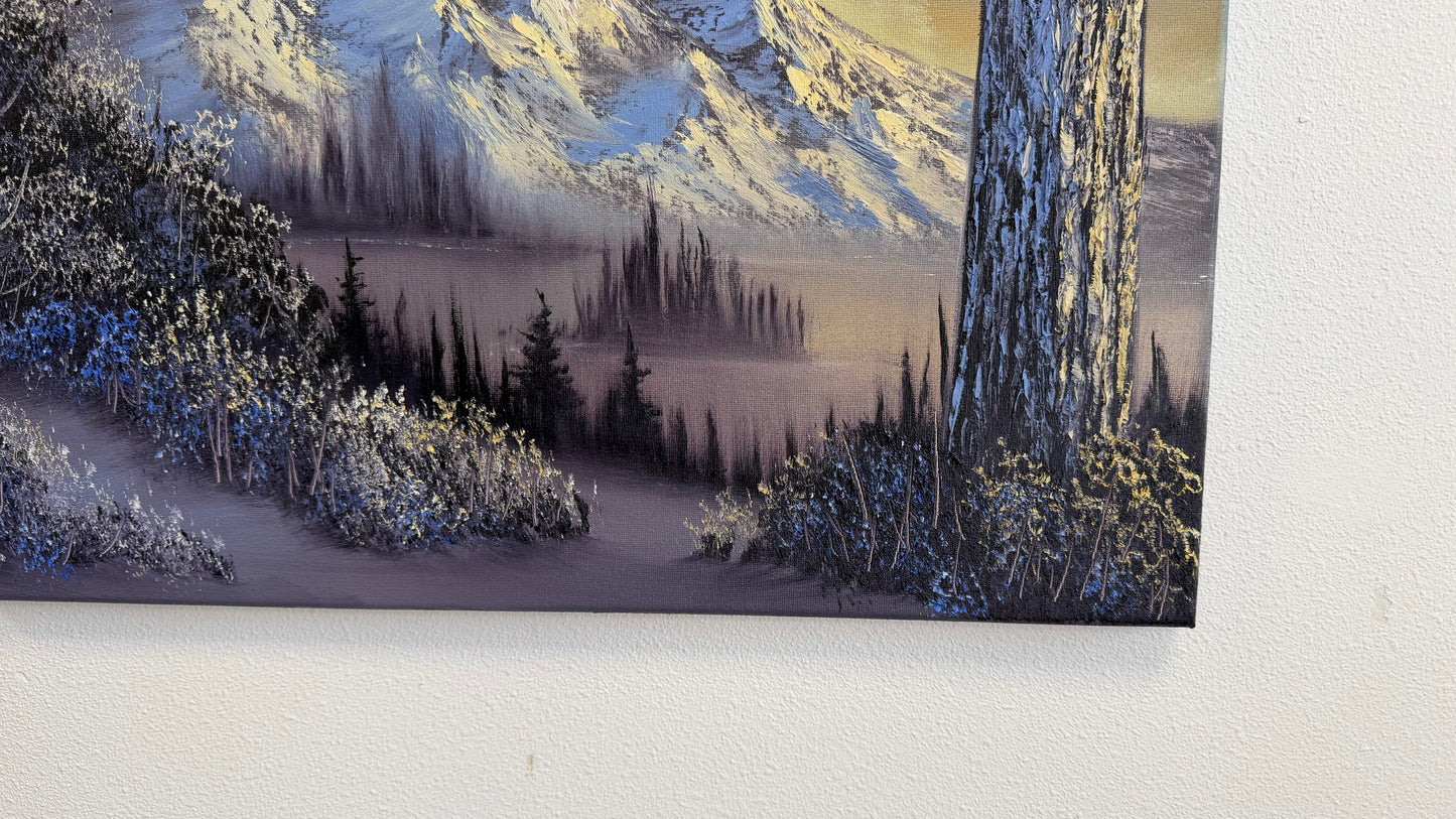 Painting #2552 - 16x20" Canvas - Sunset Mountain Landscape painted 8-17-26