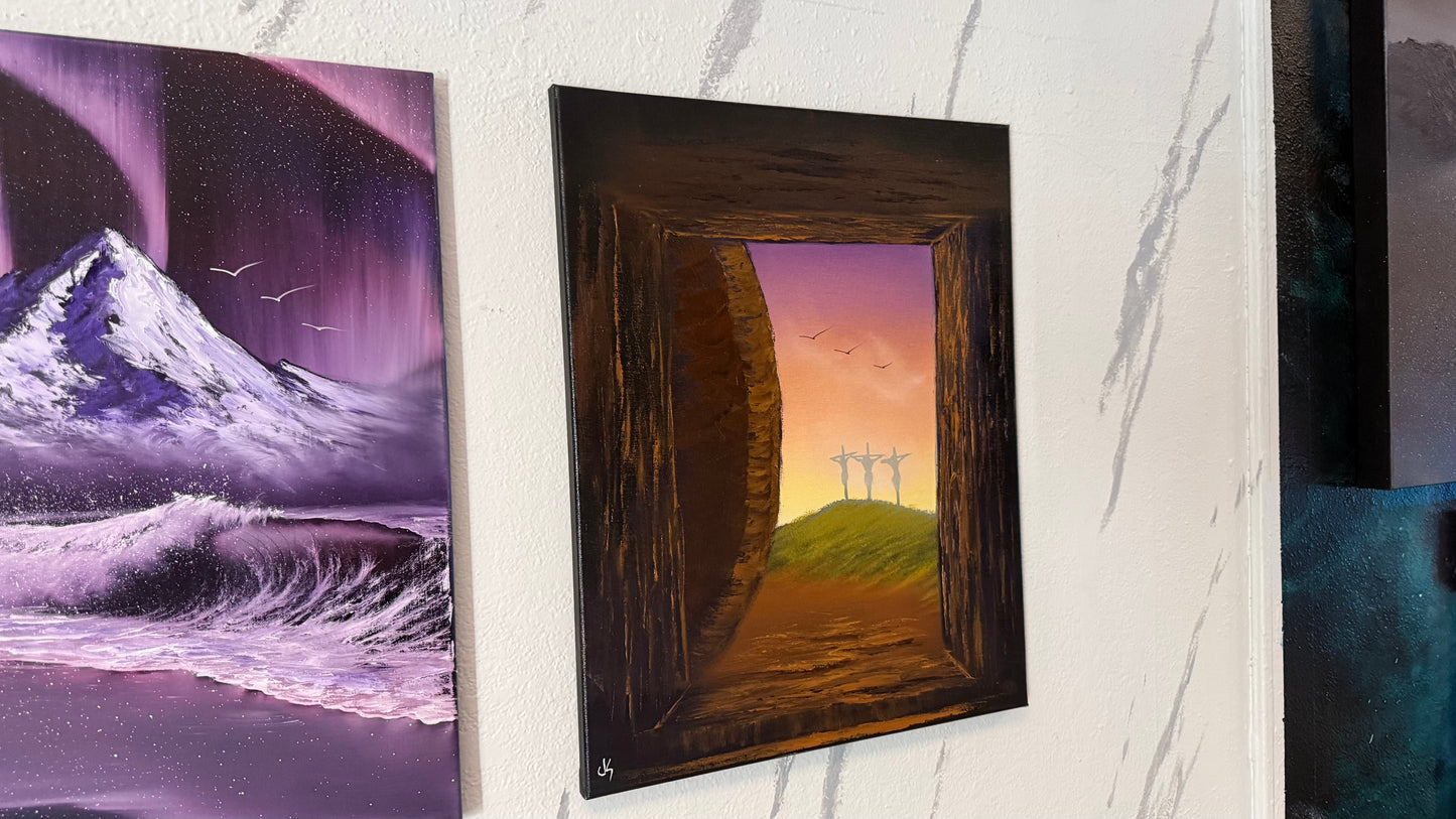 Painting #2367 - 16x20" Canvas - Easter Tomb painted 4-2-26