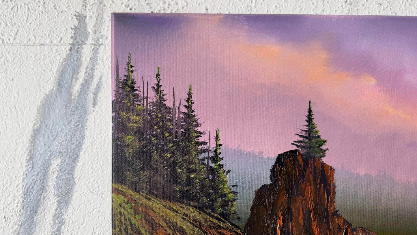 Painting #2460 - 18x24" Canvas - Sunset Oregon Coast painted 5-26-26