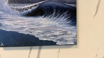Painting #2380 - Aurora Mountain Seascape with Cross painted 4-7-26