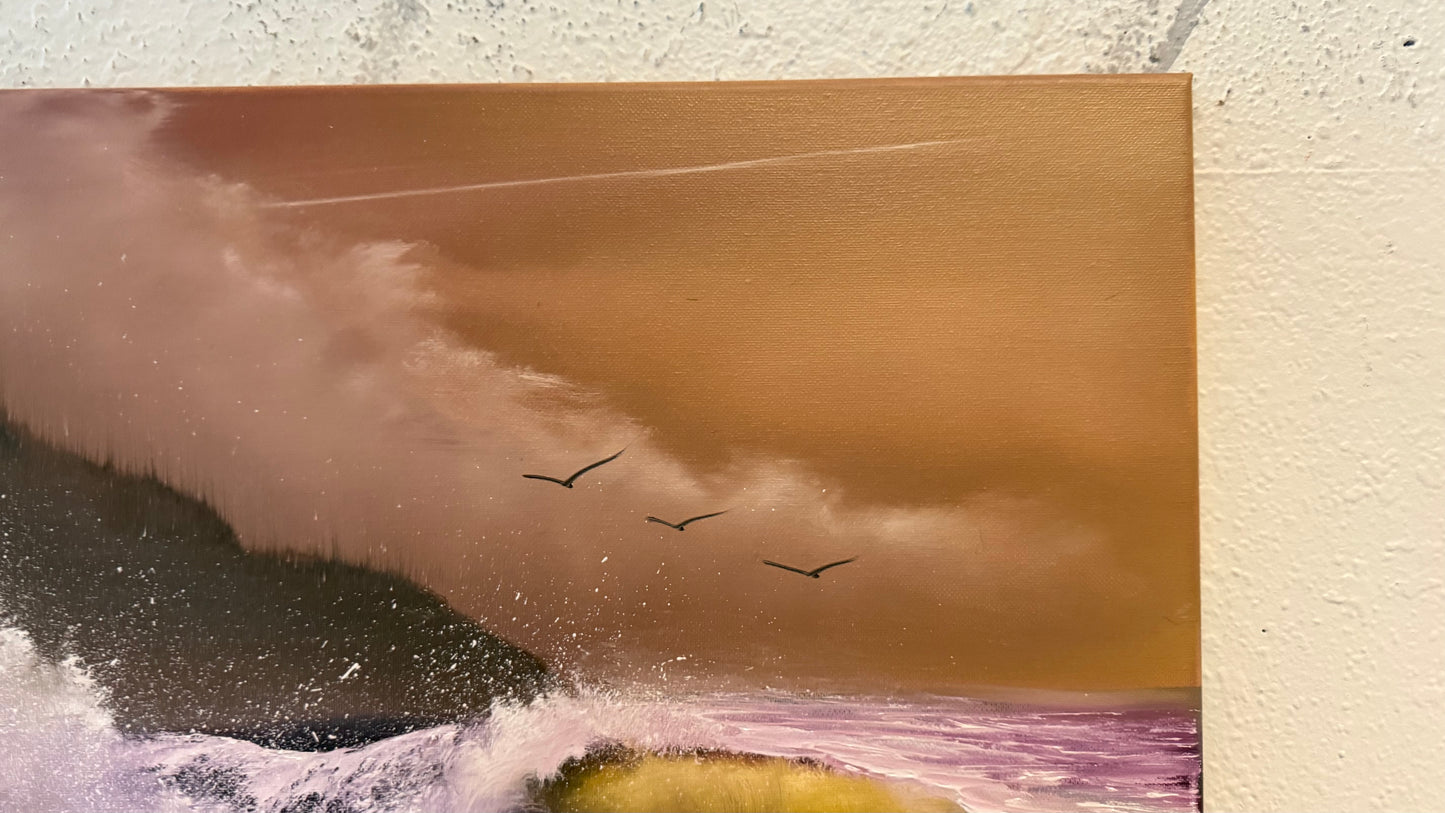 Painting #2165 - 16x20" Canvas - Sunset Seascape painted 11-26-25