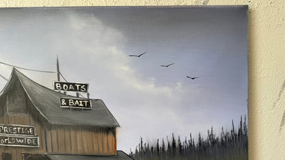 Painting #2418 - 20x24" Canvas - Boat & Bait Seascape painted 4-29-26