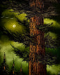 Painting #2490 - 16x20" Canvas - Forest Full Moon painted 6-19-26