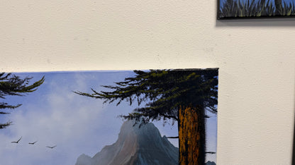 Painting #2652 - 18x24" Canvas - Mountain Cabin Landscape painted 10-17-26