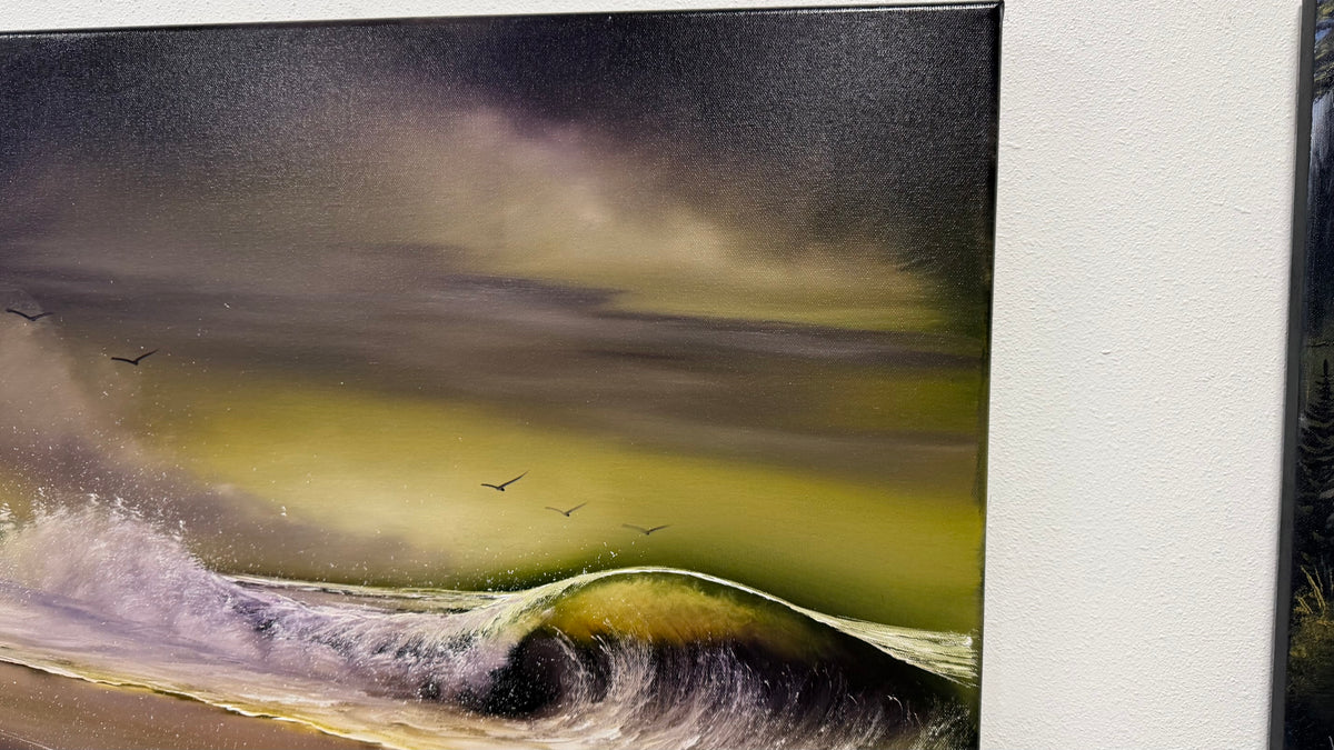 Painting #2655 - 20x24" Canvas - Crashing Wave Seascape painted 10-18-26