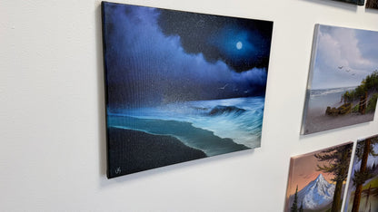 Painting #2540 - 16x20" Canvas -  Lunar Abyss - Night Seascape painted 8-5-26