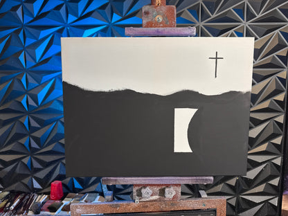 Painting #2375 - 18x24" Canvas - Easter Resurrection Tomb painted 4-5-26